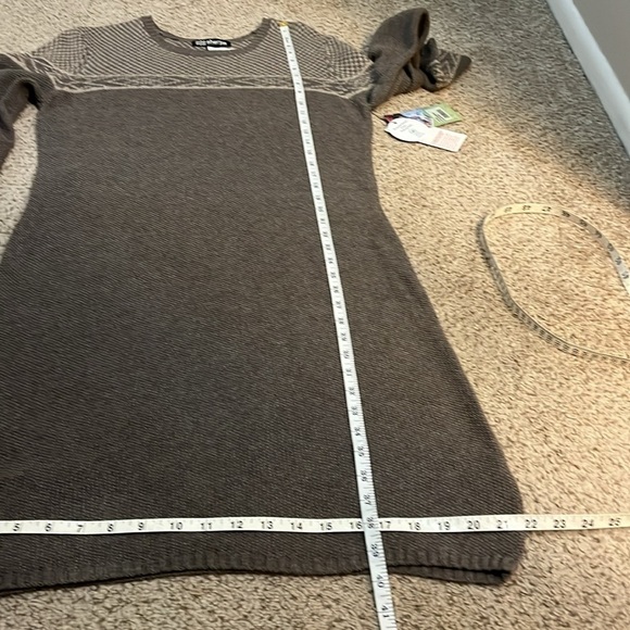 Sherpa Fair Isle Long Sleeve Sweater Midi MAYA Texture Dress Gray women L - Picture 7 of 12